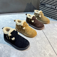 新款低帮搭扣雪地靴女冬2025新款厚底韩版学生加绒加厚保暖棉鞋女