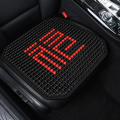 Square Cushion, Breathable Butt Cushion, Truck – Seat cushion, seat cover - fu-character-black-1-square-mat-natural-wooden-beads-physical-cooling-cool-immediately-after-sitting