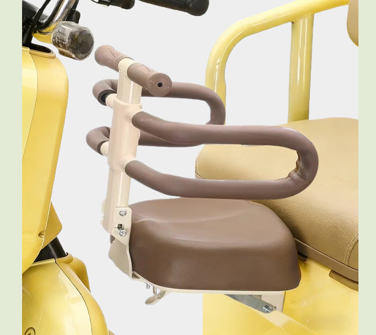 Electric Tricycle with Perforated Screw-On Folding Front-Mounted Child Seat for Kindergarten Students, Battery-Powered Safety Seat