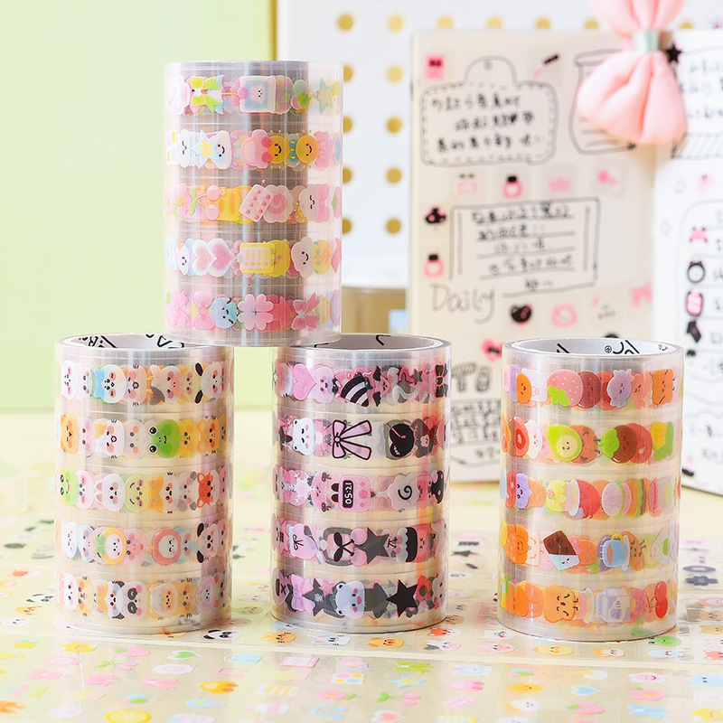 Dulce cosa linda, transparente, impermeable, cinta de pet, caja, dibujos animados transfronterizos, avatar de animales, emoji, etiqueta engomada de la cuenta de la mano de bricolaje