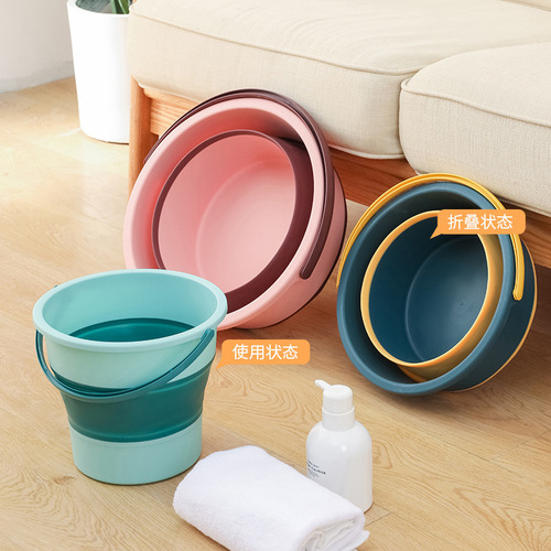 Portable outdoor folding bucket plastic bucket household foot washing bucket dormitory bucket cleaning bucket wholesale