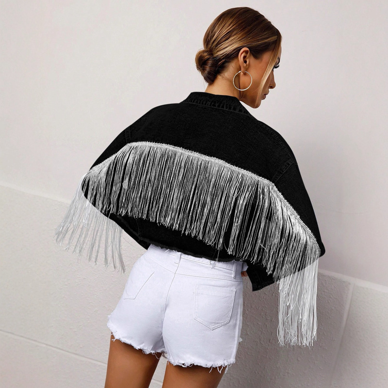 317-Spot-Wt389 # Cross-Border European and American Foreign Trade Fashion Casual Elegant Tassel Women's Denim Jacket