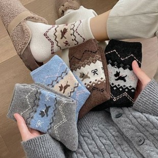 Fairland Day Miscellaneous Style Puppy Wool Socks Autumn and Winter Thickened Warm Mid-length Socks Stacked Socks for Children Cute