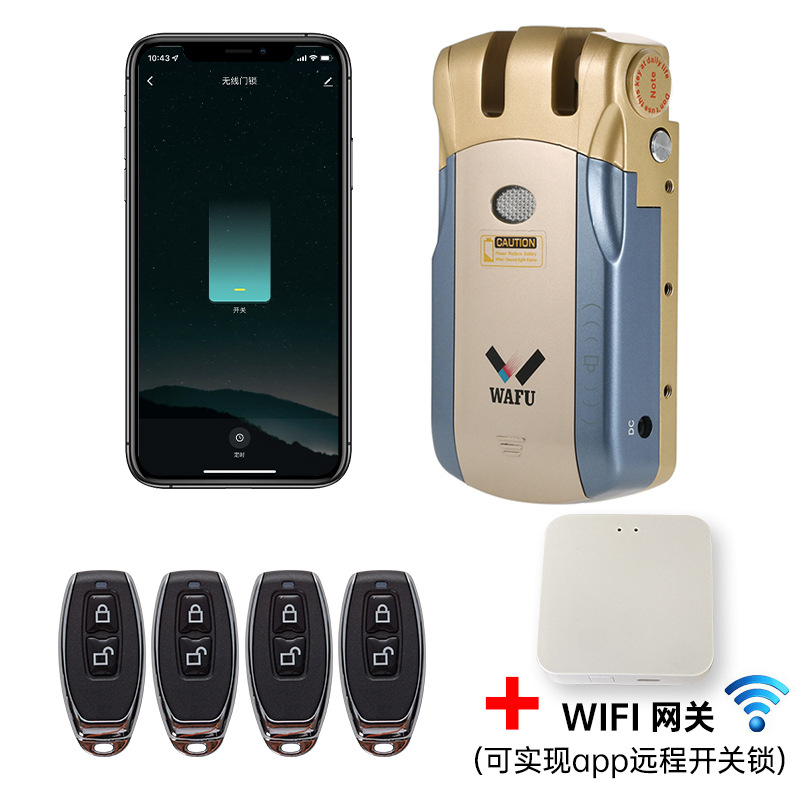 Cerradura WAFU sin llave con diseño de cabeza de toro para puerta de entrada, cerradura eléctrica invisible antirrobo con control remoto, cerradura inteligente Tuya para uso doméstico.