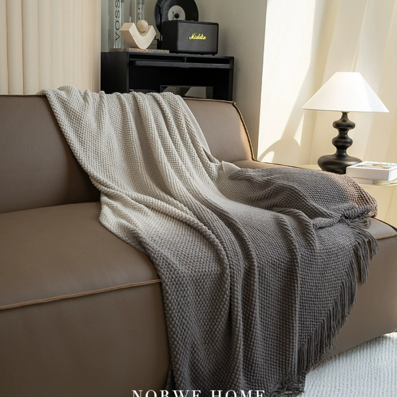 Одеяло с градиентом серого цвета, простое одеяло для дивана, одеяло для отдыха, одеяло с кондиционером, шаль для сна, одеяло для конца кровати для проживания в семье.