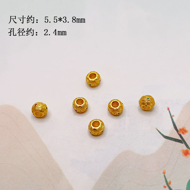 s925 silver gold-plated bow with diamond-studded flower ball, spacer beads, barrel beads, bracelet, necklace, DIY semi-finished accessories wholesale