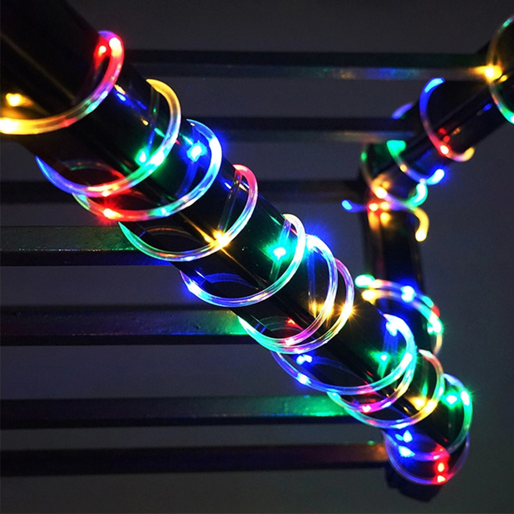 Solar LED tubería línea luz primavera Festival colorido luz al aire libre patio paisaje decoración vacaciones boda noche luz cadena