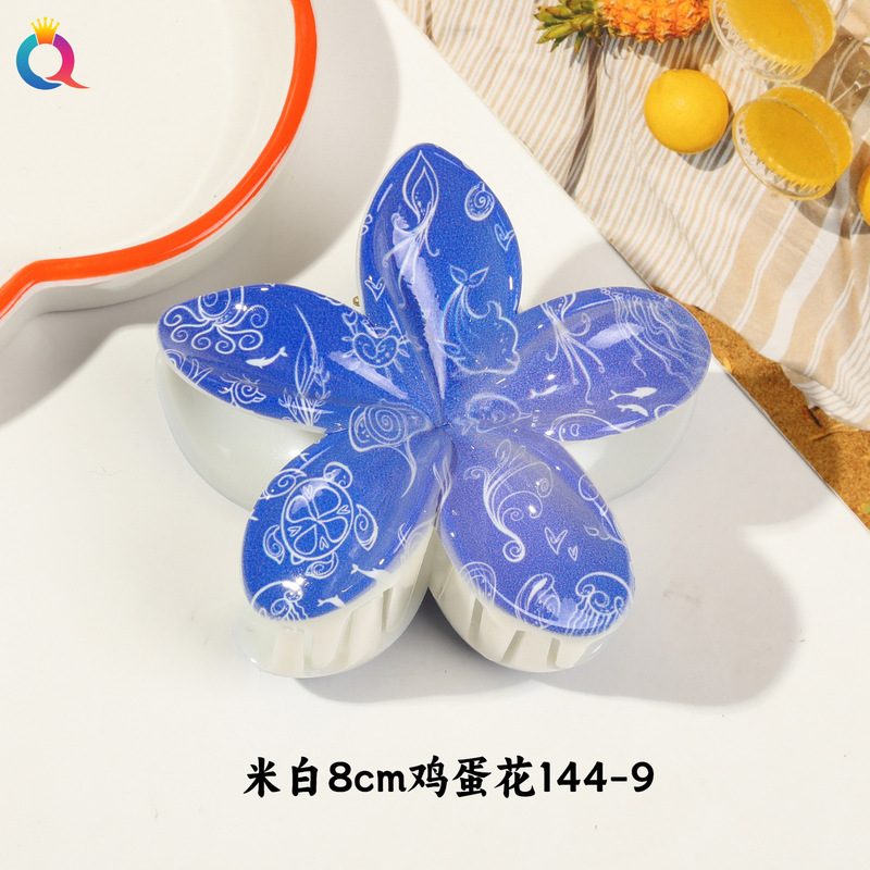 Qiyue クロスボーダー UV プリントフルーツクリップ韓国スタイルの高級エッグフラワー後頭部ヘアピン気質サメクリップ|undefined