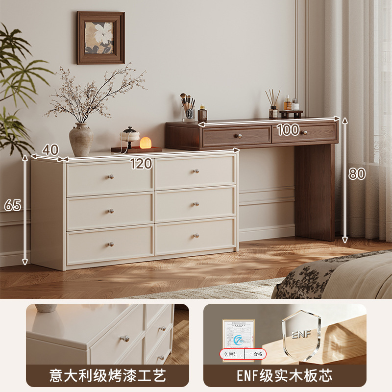 Akino estilo antiguo armario de tocador en 2025 nuevo dormitorio esquina de madera maciza dormitorio principal pintado espejo de mesa de maquillaje