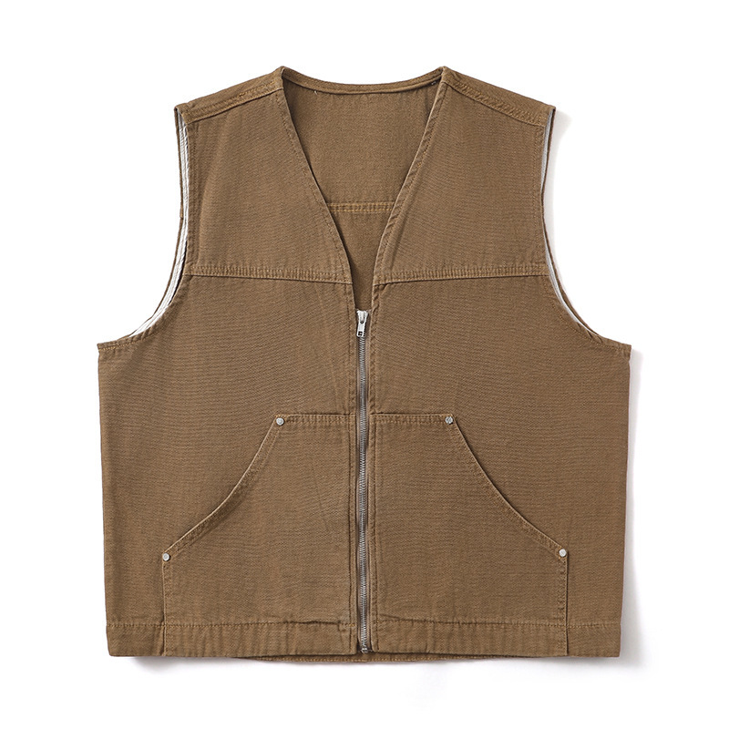Autumn 2024 Vest Men's Ins Fashionable Handsome Vest Jacket Workwear Waistcoat Loose Hong Kong Style Vest Jacket