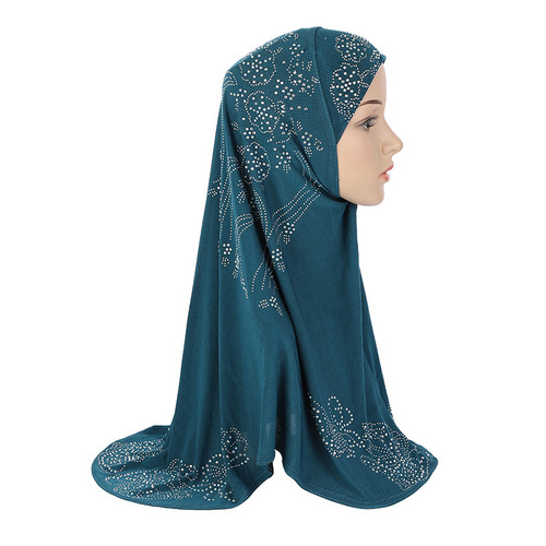 Fashion Malaysia Cover Crystal Nylon Ironing Rhinestone Single Piece Prayer Scarf Airplane Hat Chiffon Scarf Cross-border H006 