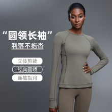新款瑜伽长袖上衣女速干跑步运动健身t恤普拉提瑜伽服秋冬D25149