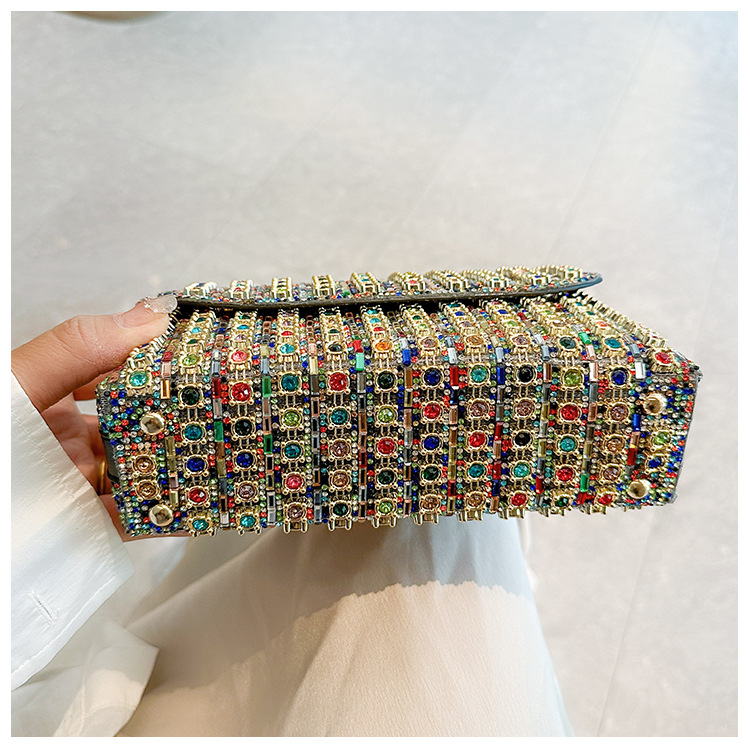 New foreign trade European and American retro underarm bag, casual and fashionable rhinestone small bag, niche single-shoulder bag, crossbody dinner bag undefined