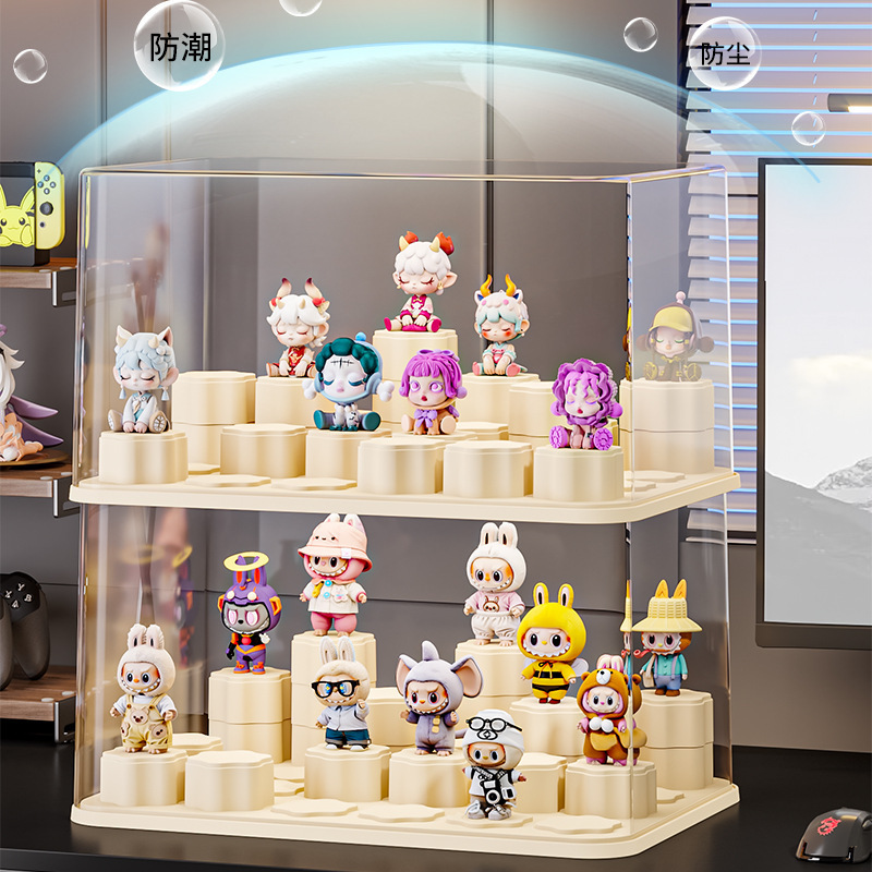ブラインドボックスディスプレイラック収納透明防塵アクリルフィギュアおもちゃビルディングブロックラブブバブルマートディスプレイボックス|undefined