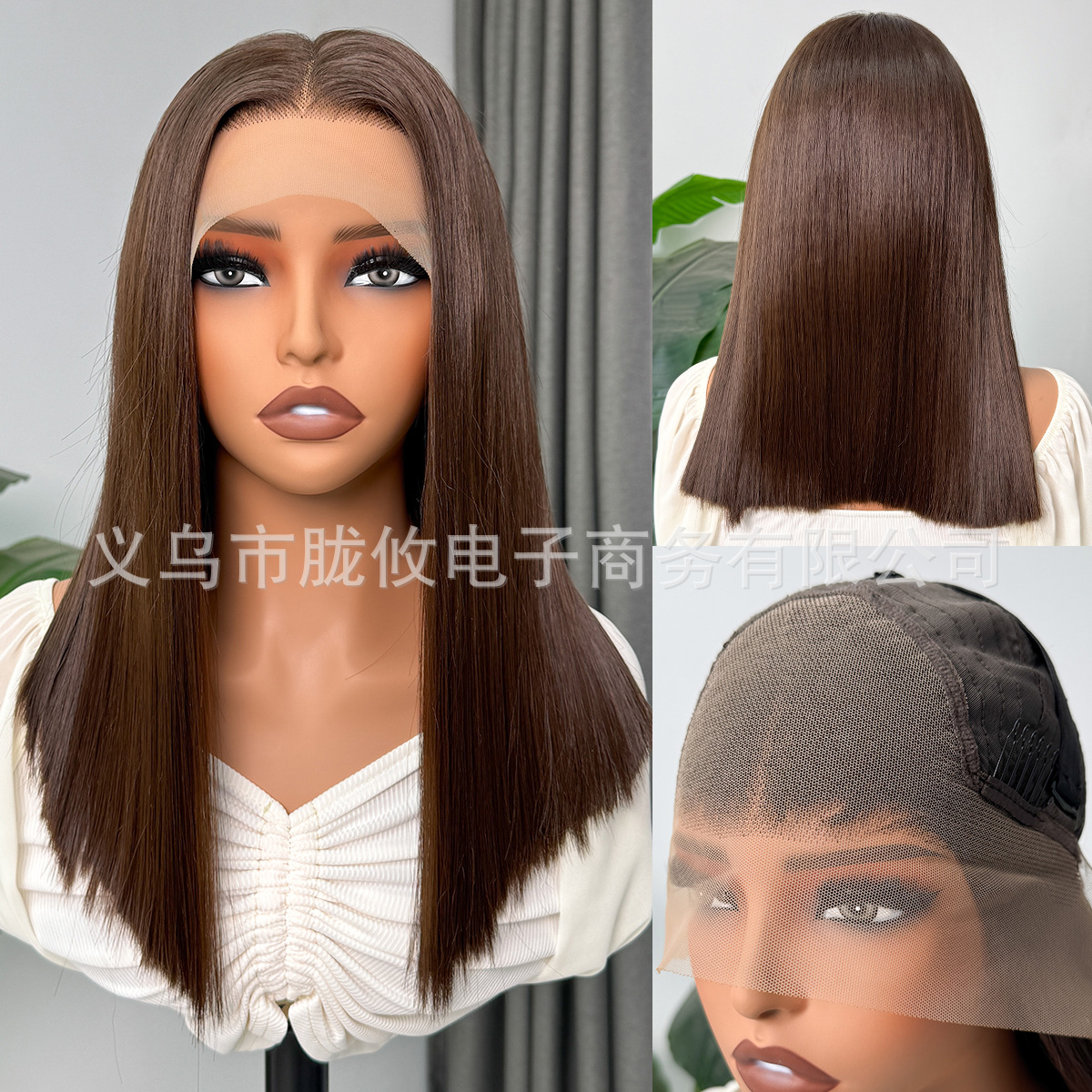 Frente transfronteriza de encaje pelucca pelucca negra tejida a mano 13 * 4 pelucca de cabello largo negro pelucca de cabello para mujeres image 48