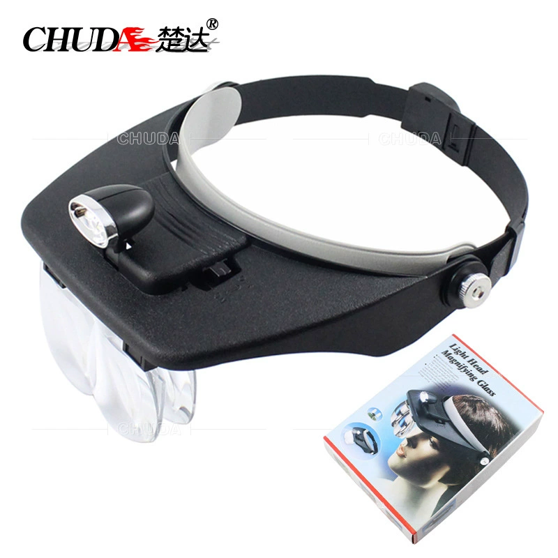 Чуда с 2 светодиодами для чтения и ремонта пожилых людей, на голове, татуировка для бровей, шлем для пчеловодства, увеличительное стекло 81001-A
