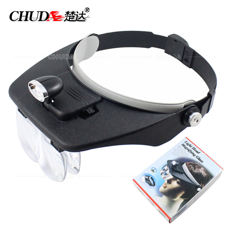 Chuda with 2Led Elderly Reading and Repair Head-Mounted Eyebrow Tattoo Show Beekeeping Helmet Magnifying Glass 81001-A Chuda with 2Led Elderly Reading and Repair Head-Mounted Eyebrow Tattoo Show Beekeeping Helmet Magnifying Glass 81001-A