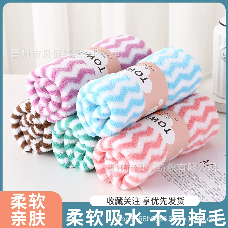 Коралловое бархатное полотенце с водной рябью оптом бытовое Впитывающее быстросохнущее полотенце для лица утолщенное Подарочное полотенце для взрослых