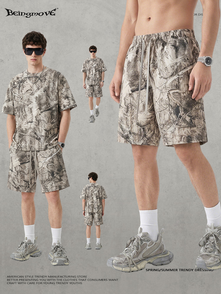 Calle secada| 2025 verano americano ramas de moda camuflaje de transferencia en caliente pantalones cortos de secado rápido pull-out pantalones deportivos para hombres image 5