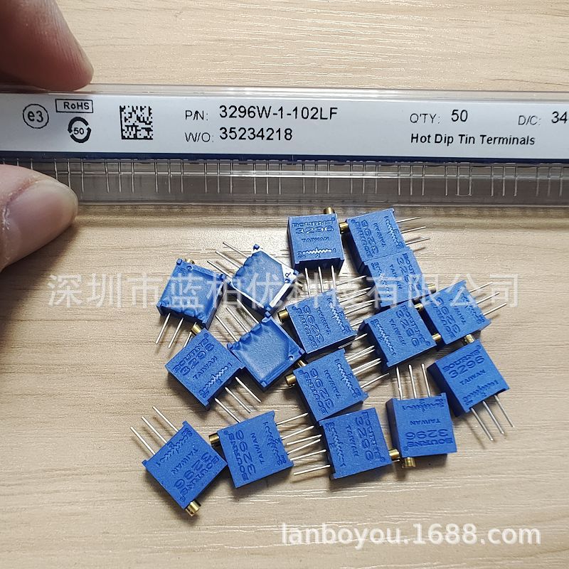 3296W-1-102LF BOURNS伯恩斯 可调电阻 可变微调电位器 3296W 1K
