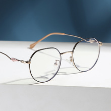 厂货新款复古个性小叶片圆框防蓝光眼镜时尚小清新框架日系平光镜