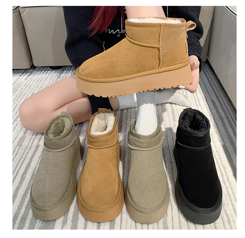 2023 new autumn and winter women's casual thick-soled snow boots plus velvet, thickening and heightening one-leg snow cotton shoes and cotton boots_voghion.com