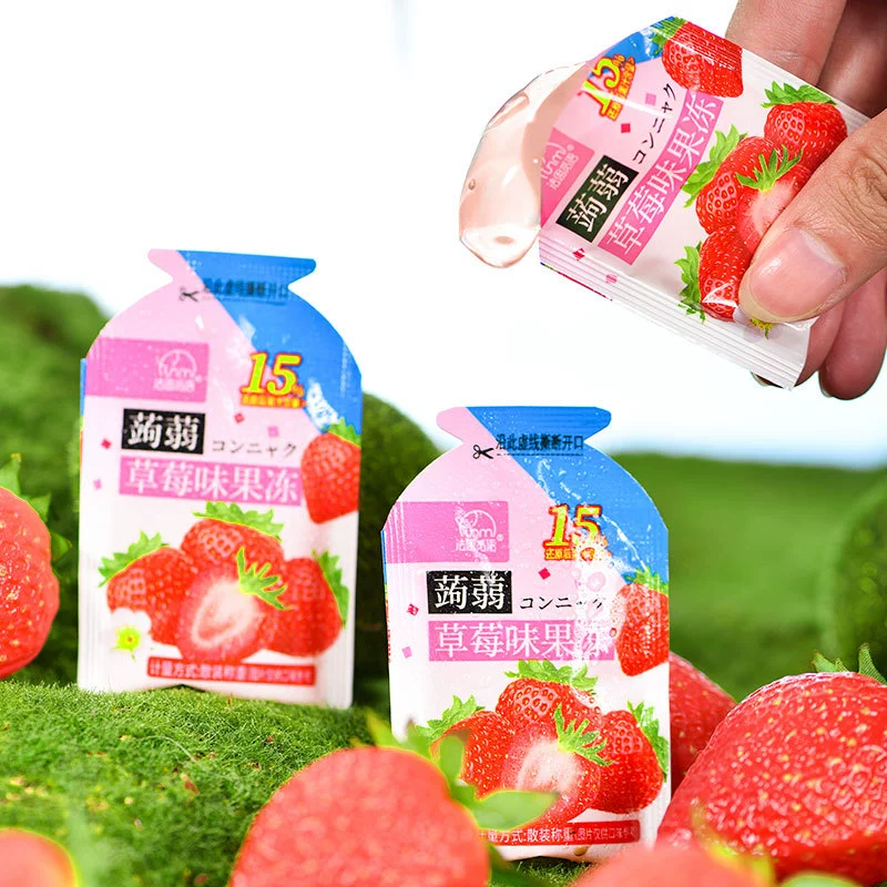 法思觅语 Konjac jelly, strawberry, lychee and green flavored snacks, sucking jelly 160g (about 13 pieces) fruit pop