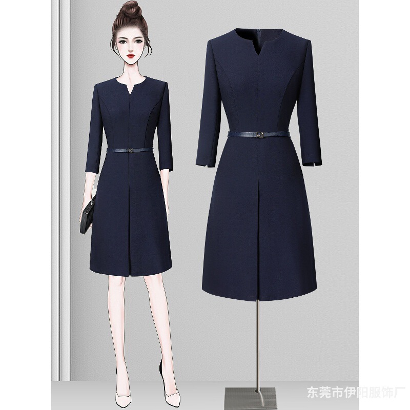 Professional Dress for Women, Spring and Summer, Elegant and Slim-Fitting, Suitable for Hotel Front Desk Reception, Sales Assistant, and Jewelry Store Workwear Professional Dress for Women, Spring and Summer, Elegant and Slim-Fitting, Suitable for Hotel Front Desk Reception, Sales Assistant, and Jewelry Store Workwear