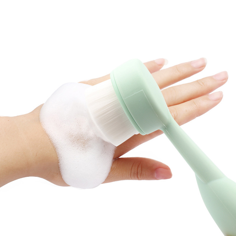 Cepillo de lavado facial pelo suave manual mango largo soporte plano cepillo de limpieza facial profundo cepillo de limpieza facial fábrica al por mayor