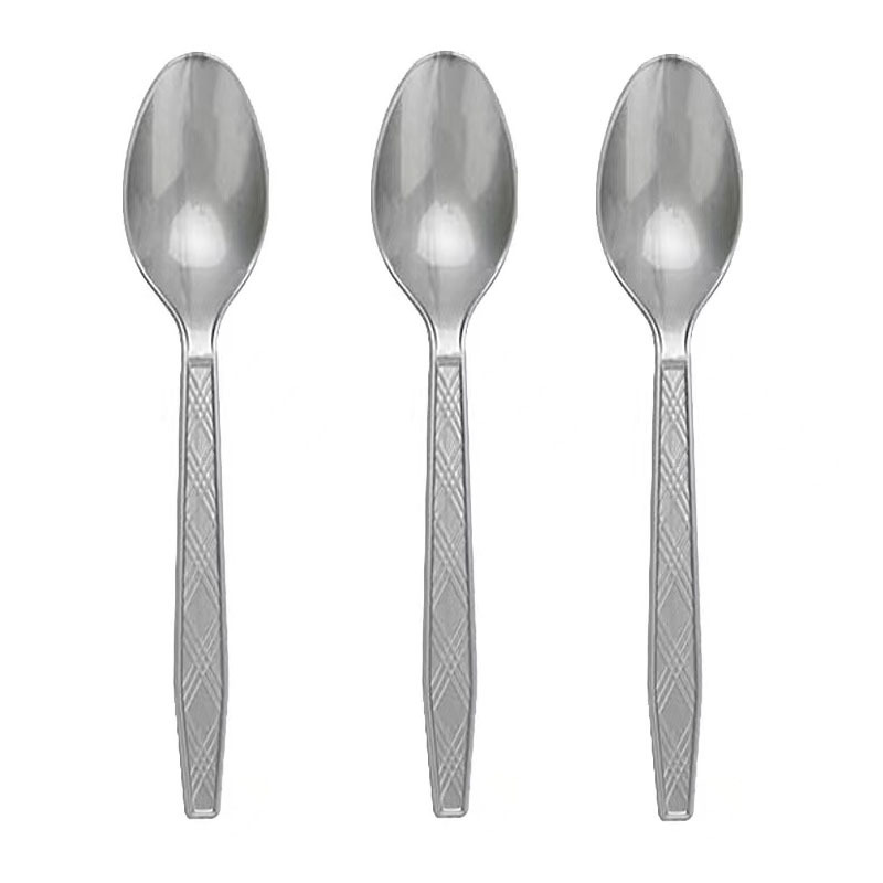 25 piezas transfronterizas Amazon PS desechable de plástico cuchillo, tenedor y cuchara vajilla de tres piezas conjunto de banquete de la torta del partido