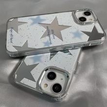 金属按键镜面星星适用iPhone15苹果14promax手机壳13/12女xs/xr/8