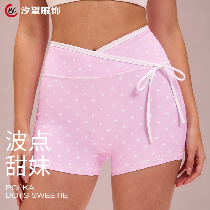 Polka Dot Sports Yoga Shorts for Women, Anti-Exposure, Quick-Dry, Golf, Tennis, Fitness, Badminton, Polka Dot Sports Shorts