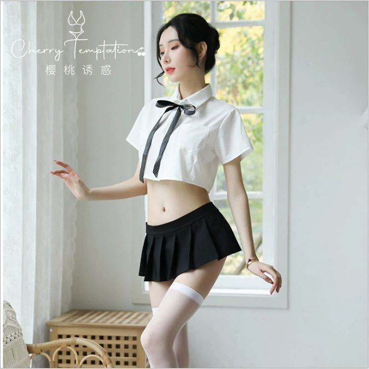 Fresh split uniform for students, sexy set, pleated skirt