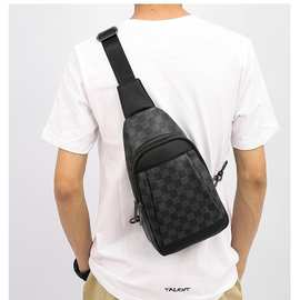 胸包新款男士pu大容量斜挎包商务休闲多功能男包通勤百搭高级感包