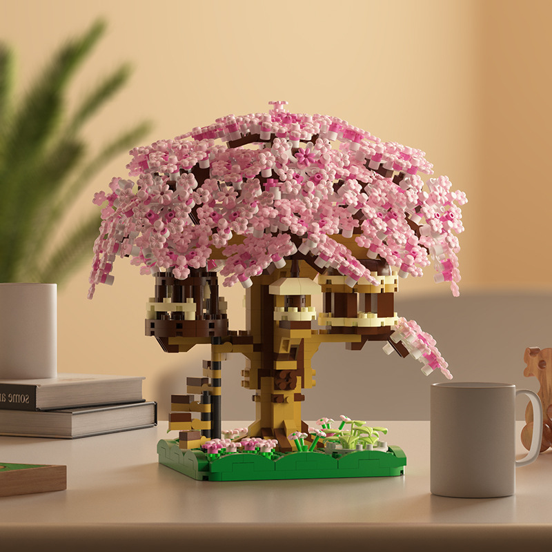 Compatible con Lego Sakura Tree House Street View Bloques de construcción Flor eterna Decoración en macetas Juguetes educativos para niños Regalo para niñas