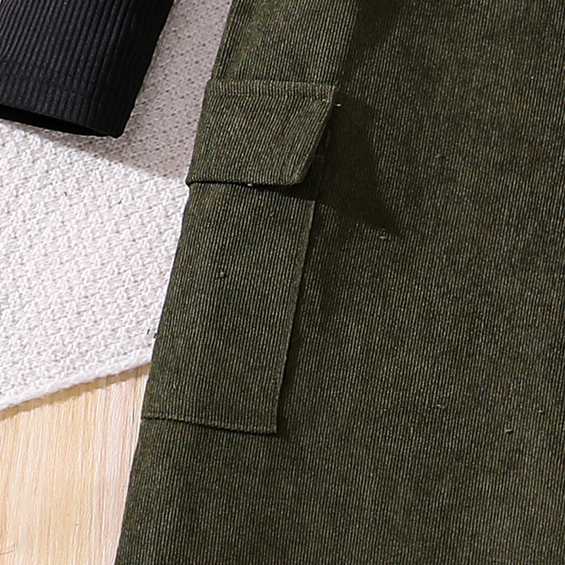 Girls' overalls set Korean version autumn and winter new item, mid size sleeved knitted sweater long pants two-piece_voghion.com