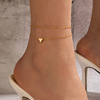 Brand golden ankle bracelet with tassels, punk style, European style, simple and elegant design, boho style