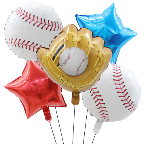 Cross-border style rugby baseball aluminum film 5-piece balloon set Sports aluminum foil balloon birthday party decoration