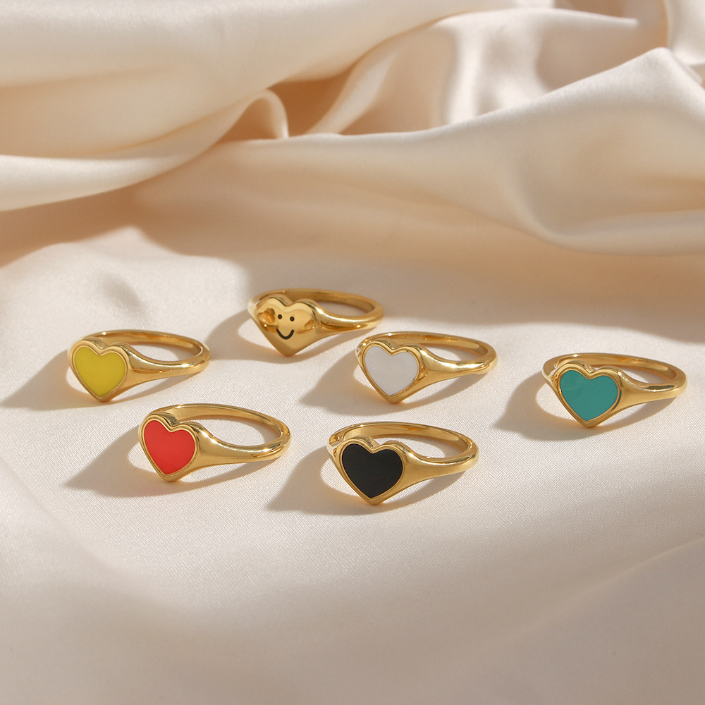 Sweet Heart Shape Smiley Face Stainless Steel Rings Stainless Steel Rings