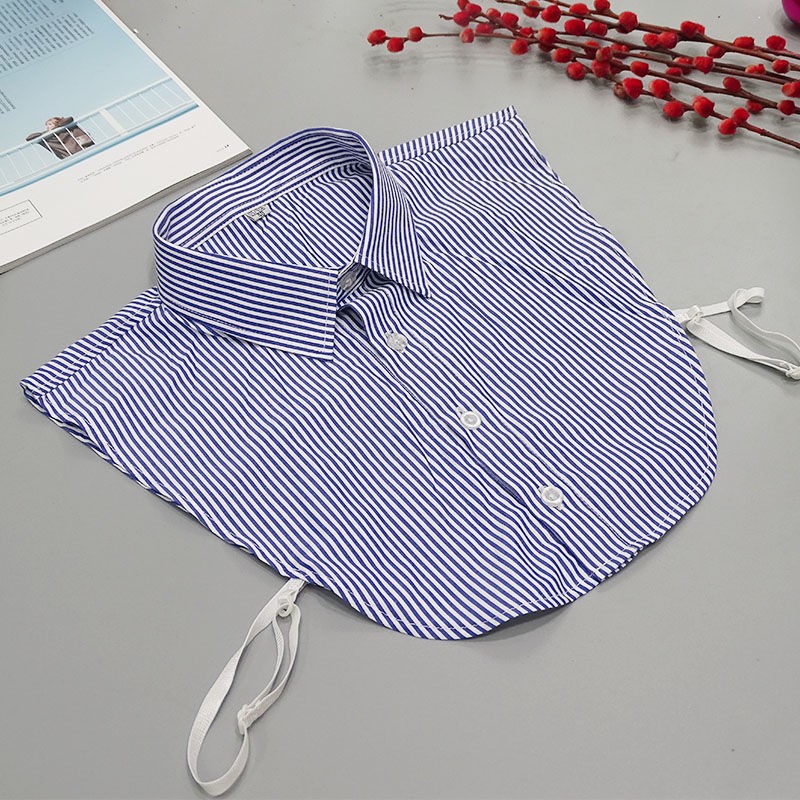 Fake cuello camisa de los hombres cuello camisa versátil simple rojo y azul rayado casual profesional formal desgaste puro algodón falso