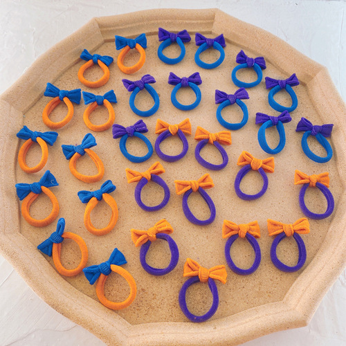 New children's hand-tied butterfly knot hair clip hair accessories, non-damaging, color-matched elastic bands, high elasticity seamless, girl's headband hair accessories