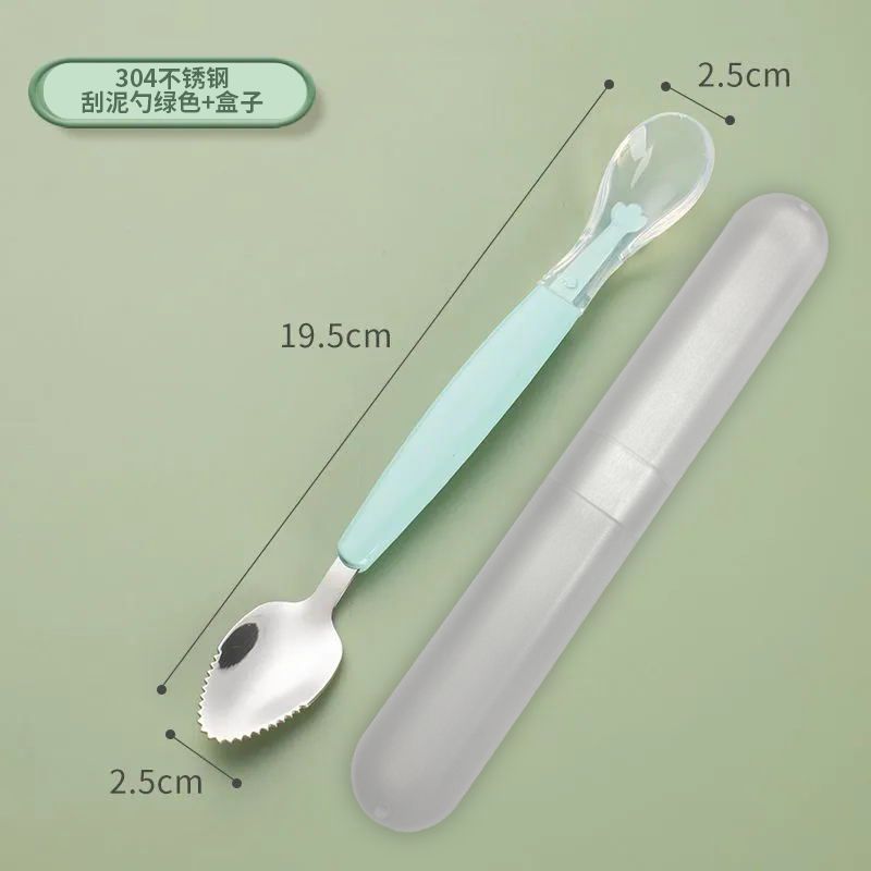 Baby Fruit Scoop Silicone Soft Spoon for Feeding Infants and Toddlers, Double-Headed Fruit Puree Scraper