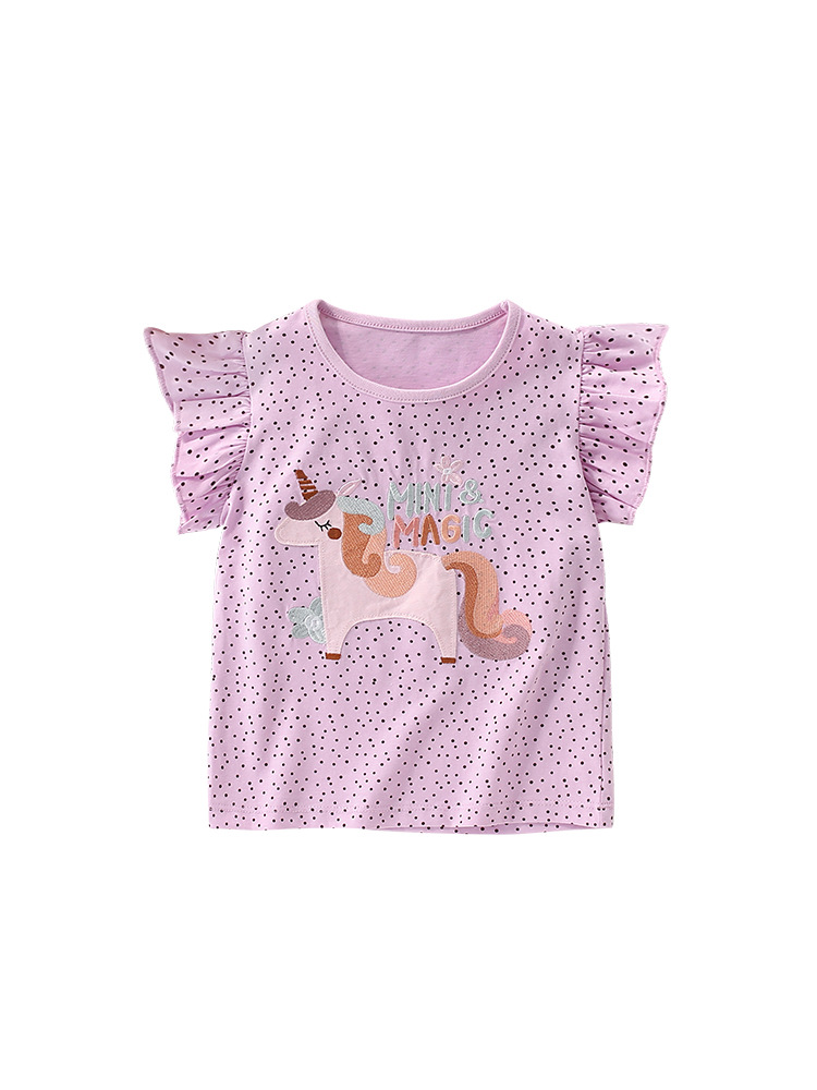 Transfronterizo malwee camiseta de niña verano nuevo estilo europeo y americano de niños de cuello redondo de manga corta de estilo extranjero adorable chaqueta infantil