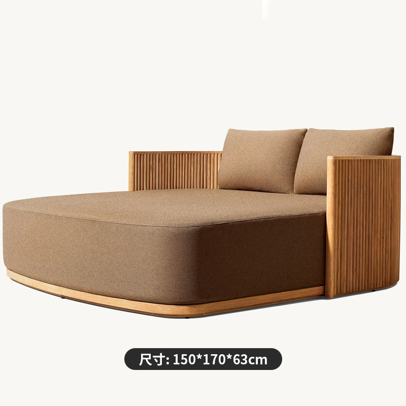 Sofá de ocio al aire libre teca villa hotel patio terraza diseñador de madera de cera al aire libre sofá de teca