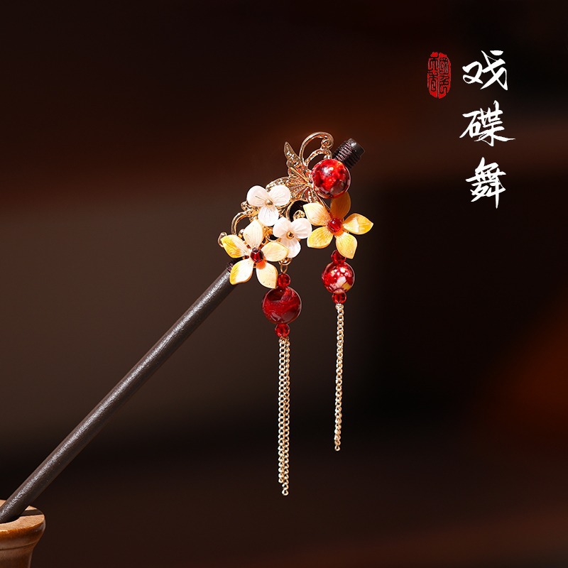 Nuevo estilo chino flange flores alfileres de cabello de alta calidad mujer cabeza trasera alfileres de cabello chino cheongsamos alfileres de cabello tocado