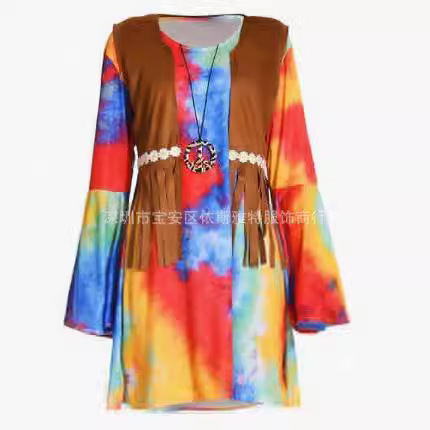 60 s 70 s Women's Halloween Costume Women's Hippie Costume Disco dress 70 Years