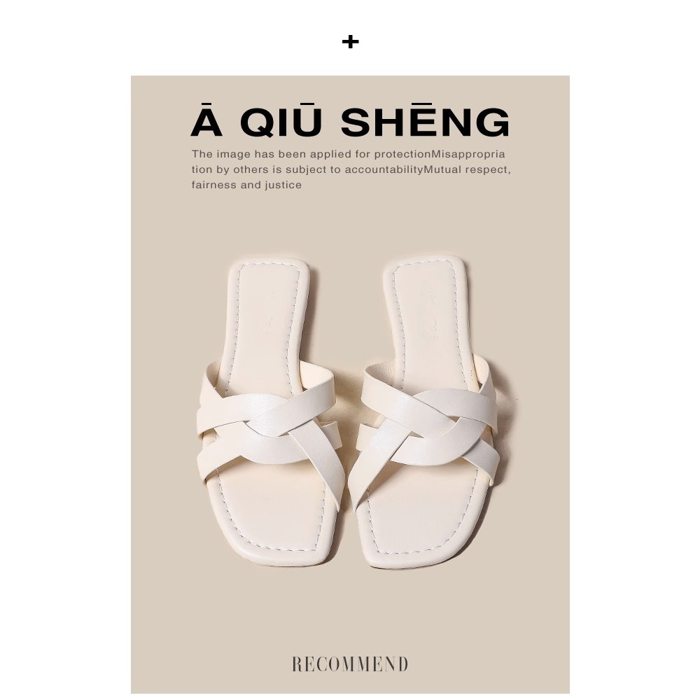 Pantofole a fondo piatto Le donne indossano sandali romani intrecciati dal nuovo design estivo Infradito in morbida pelle stile fata_voghion.com