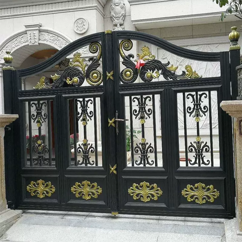 铝艺庭院别墅大门铝合金对开门农村庭院门电动铸铝门双开门厂家