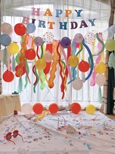 长条气球韩国ins风网红彩色背景墙儿童生日派对装饰蛋糕帽子道具
