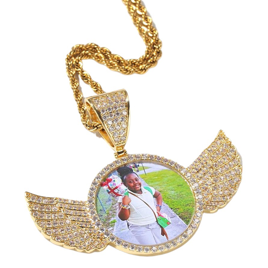 European and American Hip-Hop Personalized Photo Pendant Copper Inlaid Zircon Solid DIY Creative Photo Necklace Cross-Border Jewelry Wholesale